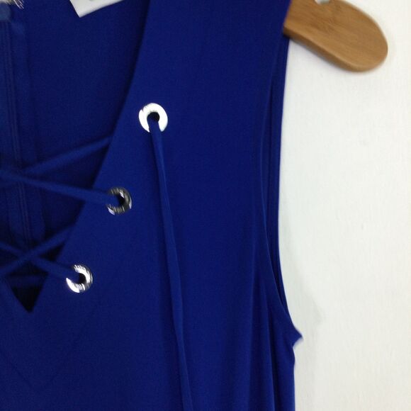 Calvin Klein Women's One-Piece Jumpsuit V-Neck Tie Waist Sleeveless Blue Size 2 - Picture 7 of 16